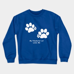 Polydactyl Paw Prints in White Crewneck Sweatshirt